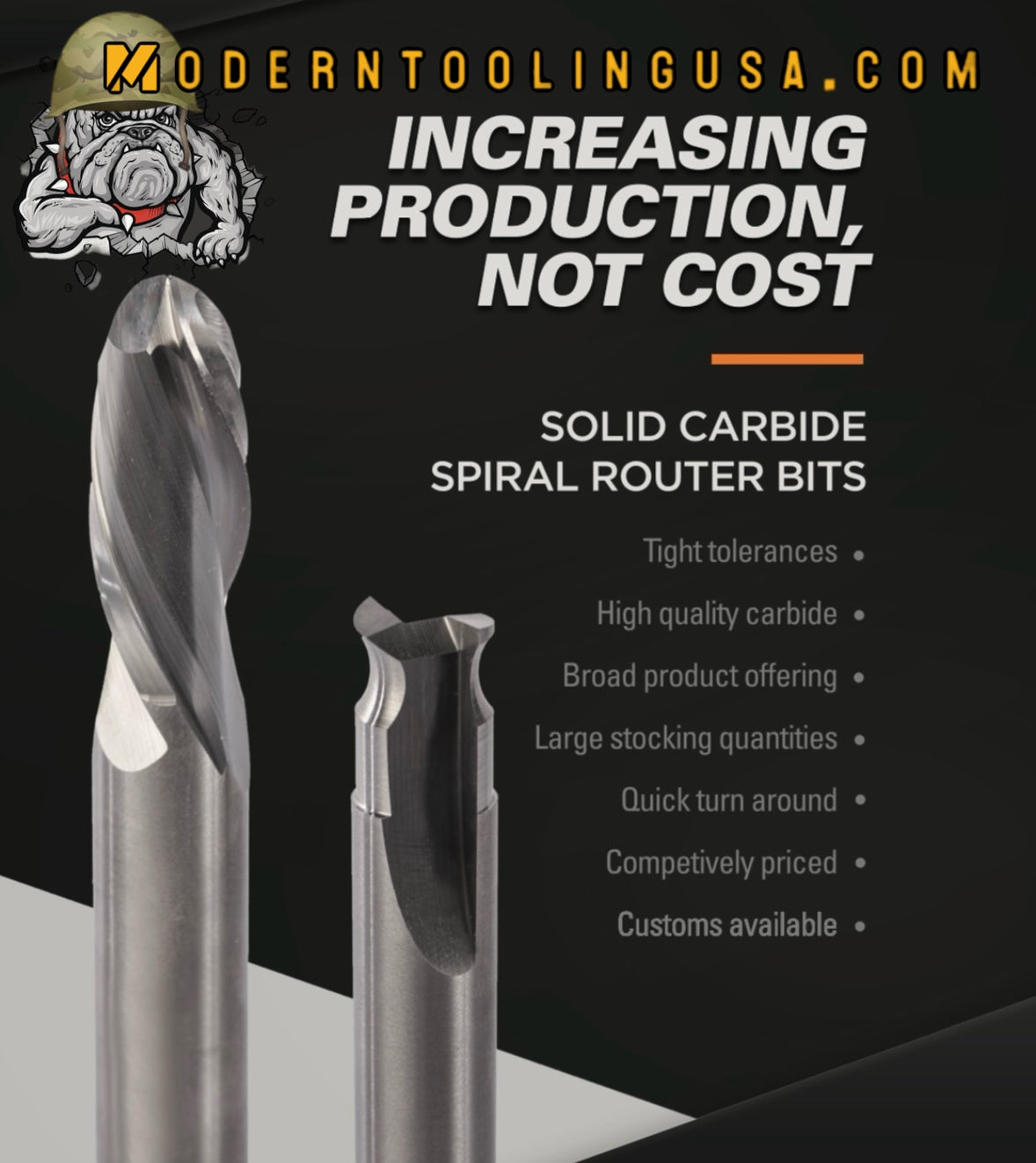 5/16” x 1 1/4” x 5/16” Shank x 3”Solid Carbide 2 Flute Mortise Compression Bit. Manufactured in America - These bits have superior cut quality and lifespan