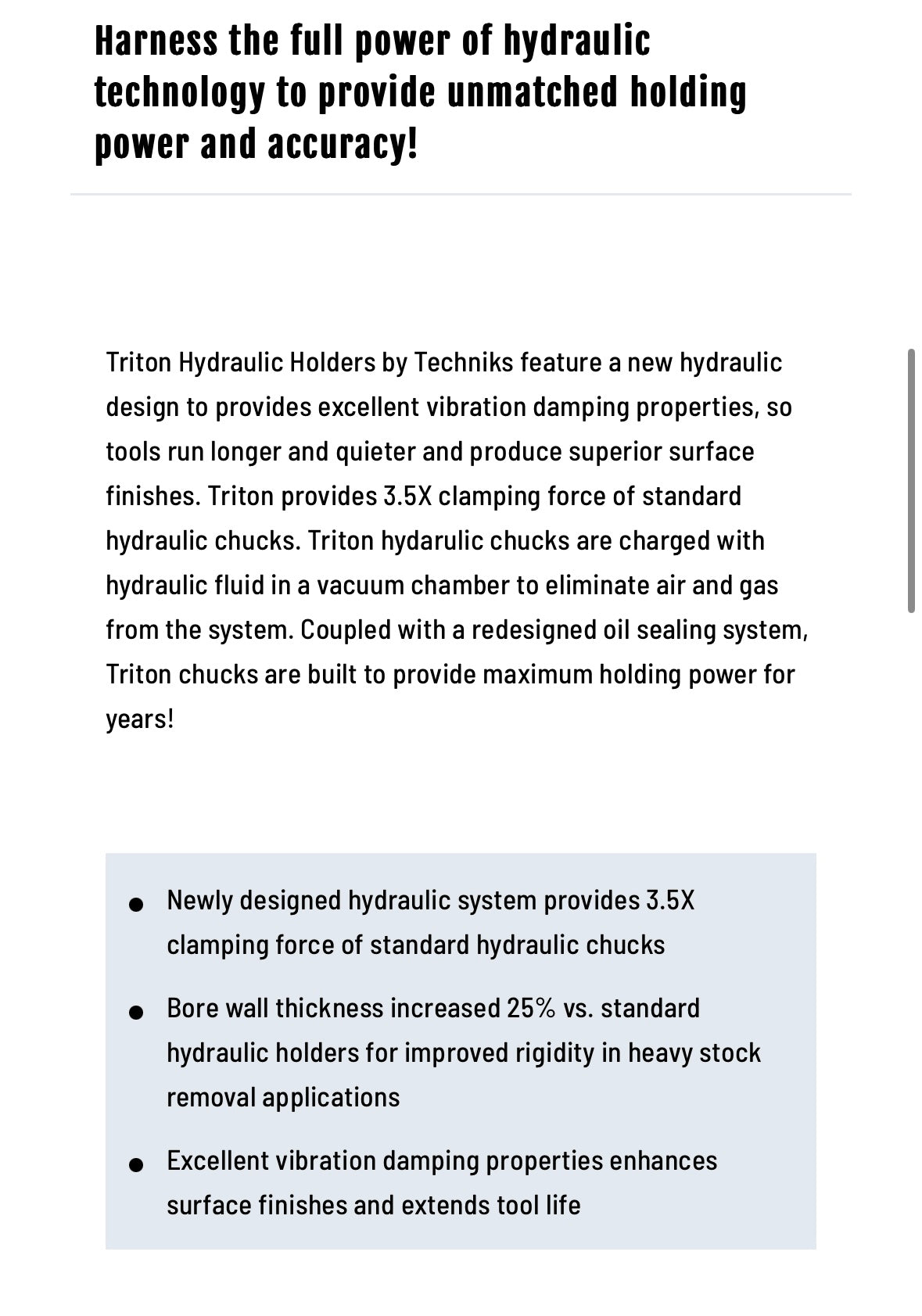 Techniks Triton Hydraulic Holders all sizes - American Made, Providing Superior Quality And Lifespan