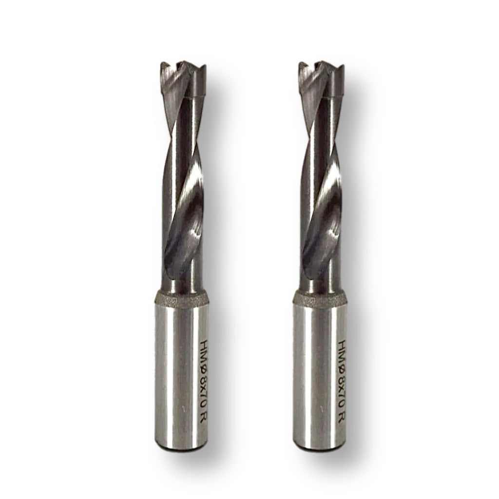 8mm x 70mm x 10mm Solid Carbide Brad Points Right And Left Hand