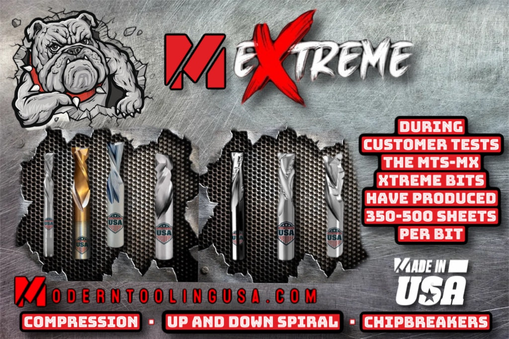 1/2" x 1-3/8" x 1/2" x 3-1/2"  2+2 MX Extreme Series Compression Bit w/ special high performance coating for reduced heat and longer cut life. - RH w/ .640 Up-Cut - American Made