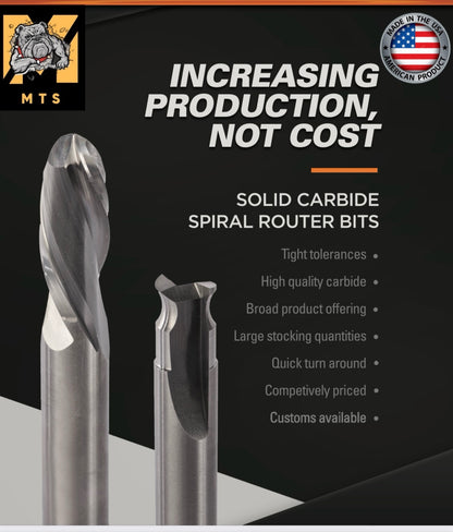 3/8" x 1-1/4" x 3/8" x 3" oal 2+2 Extended Performance Solid carbide compression bit